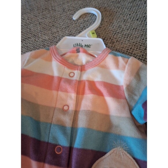 Baby Girl Clothes Nwot Carter's 3 Month Striped Fleece Owl Footed Outfit - Picture 3 of 5